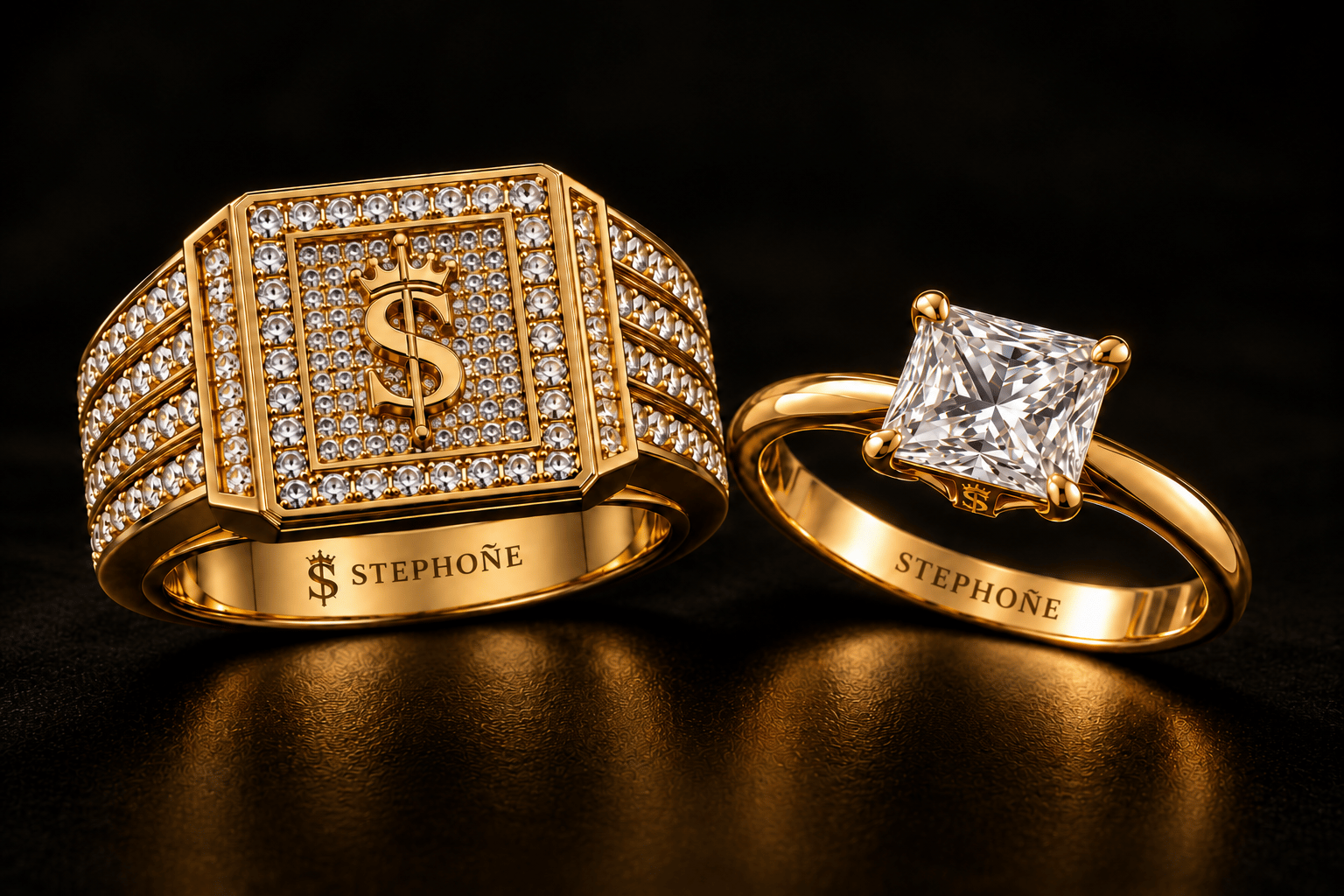 His and Hers: Born of Kings and Born of Queens resting beside each other in gold, celebrating Black love and family