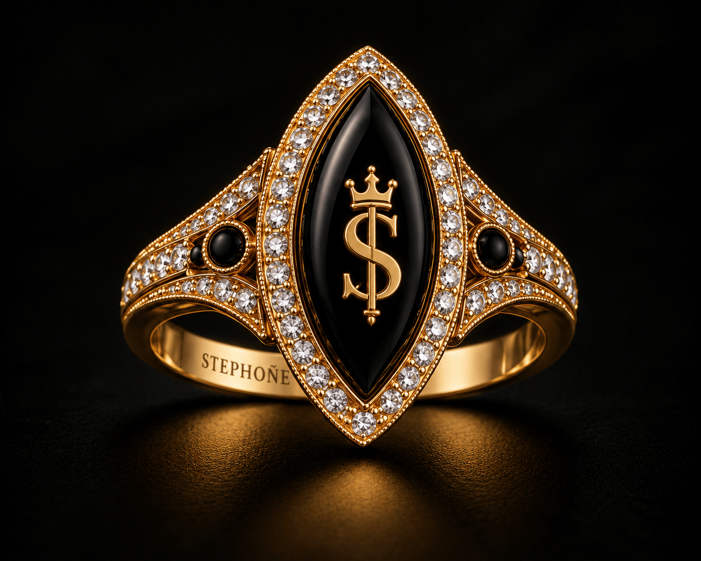 Kamaria women’s ring design preview in gold with the Stephoñe house mark