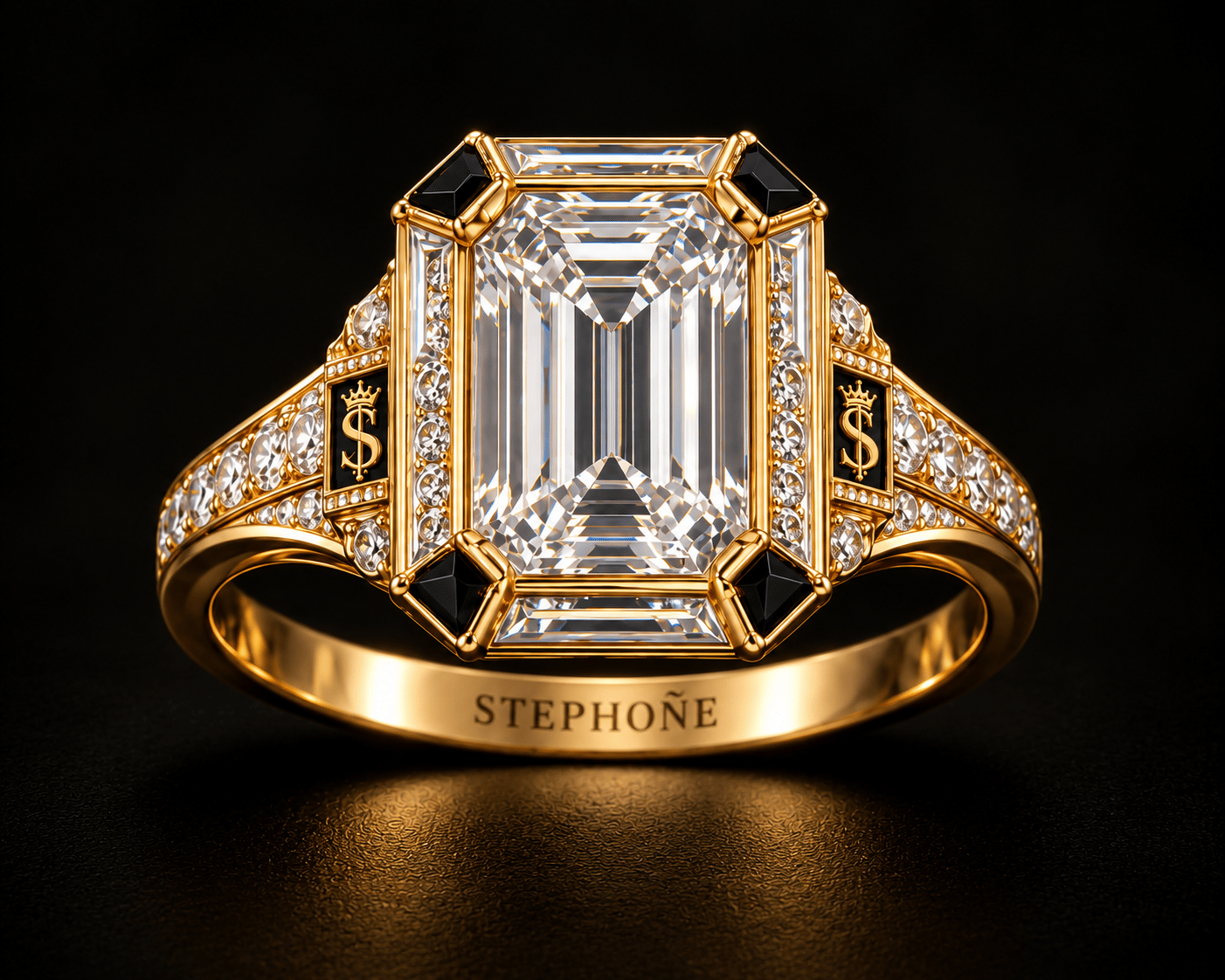 The Ancestral women’s ring design preview in gold with the Stephoñe house mark