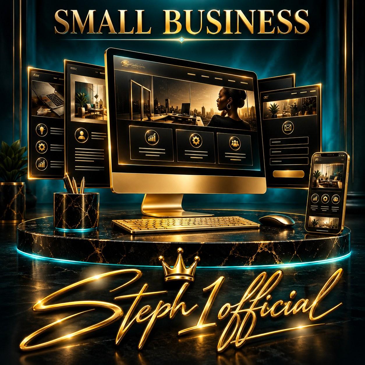 Small Business Website artwork with the gold Steph1official signature
