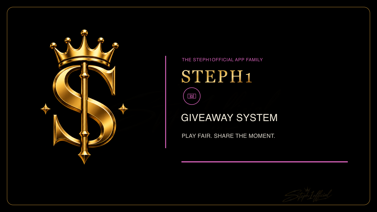 Giveaway System wide card with its pink ticket symbol in the centered Steph1 template