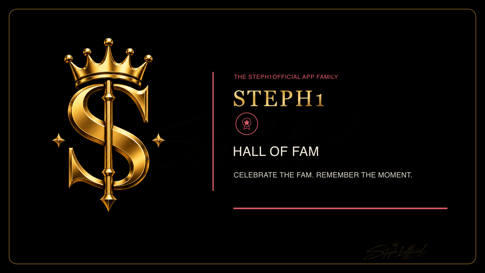 Hall of Fam wide card with its ruby recognition emblem in the centered Steph1 template