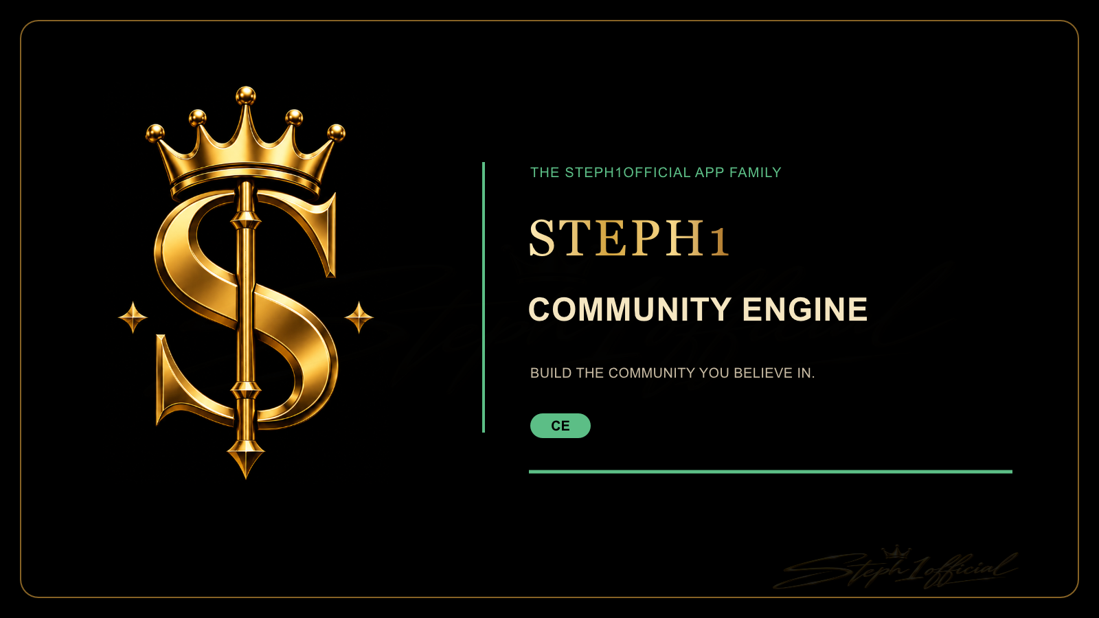 Steph1 Community Engine gold S, crown, and 1 app artwork